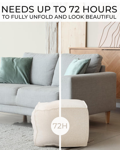 ZICOTO Beautiful Boucle Pouf Ottoman and Foot Rest - Elevate Your Living Room Decor with Lightweight Comfort and Charm - A Round Modern Foam Filled Foot Stool Perfect to Rest Your Feet