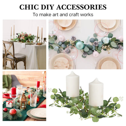 Healeved 4pcs Eucalyptus Wreaths Small Spring Candle Rings Wreaths Easter Candle Rings for Pillars, 9. 43x9. 43x0. 79in