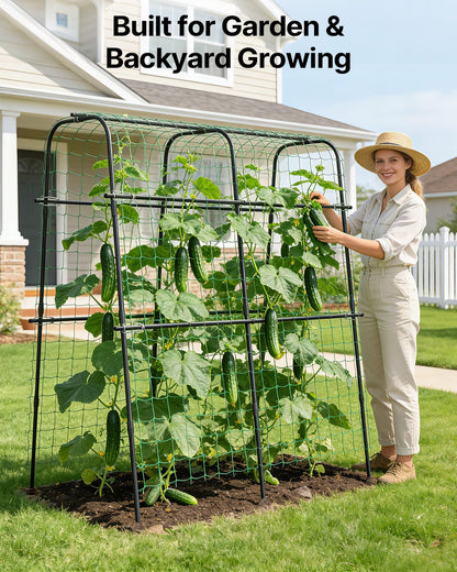 Suteck Cucumber Trellis for Raised Bed – 63" Tall Arch U-Shaped Metal Garden Trellis for Climbing Vegetables, Easy Assembly Plant Support for Home Gardeners