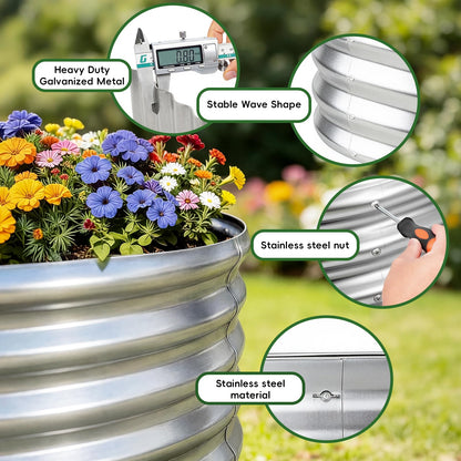 AHEONLAR 3Pack 3x2x2ft Galvanized Raised Garden Beds Outdoor, Oval Raised Beds for Gardening Metal Planter Boxes for Planting Vegetables, Fruit, Herb, Silver