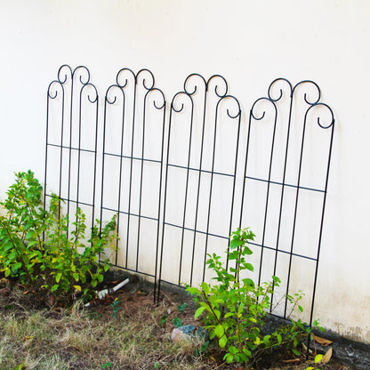 SCENDOR 4 Pack Black Garden Trellis 45” x 15.9” for Climbing Plant Rustproof Iron Plant Support Patio Flower Metal Trelli Wire Lattices Grid Panels for Ivy Cucumbers Clematis Roses