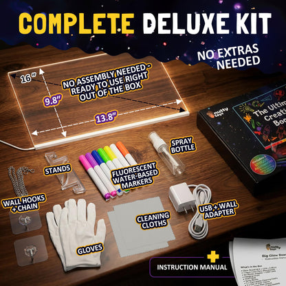 Nutty Toys Magic LED Drawing Board - 10 Light Up Modes - XL 16" Dry Erase Glow Note Doodle Pad - Pens, Adapter & Accessories incl., Top Birthday & Easter Gifts 2026 for Kids, Girls, Boys & Teens