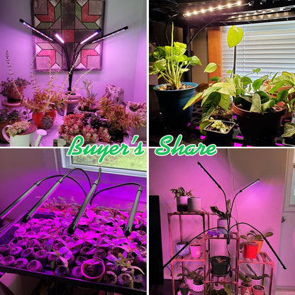 Garpsen Grow Lights for Indoor Plants, 80 LEDs Full Spectrum Plant Light with Clip, 5 Dimming Levels & 3 Colors Grow Lamp with Timer 6/12/16H, 360° Adjustable Gooseneck for Seedlings and Succulents