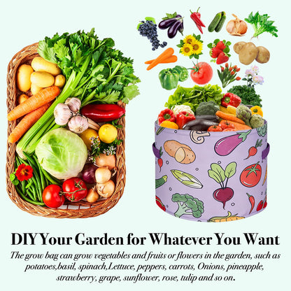 kopotma 10 Gallon Grow Bags, Colorful Printed Plant Grow Bags, Fabric Planters Garden Bgas Garden Pots, Double-Layer Fabric Design, Dirty-Proof