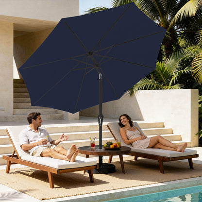 MEWAY 9ft Patio Umbrella Outdoor Table Umbrellas with Push Button Tilt and Crank, Market Umbrella 8 Sturdy Ribs for Deck, Garden, Pool and Backyard, Navy