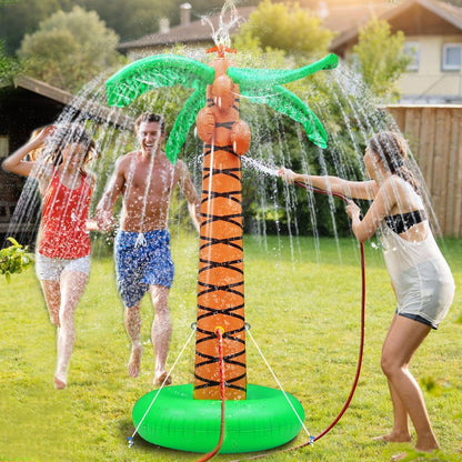 61" Inflatable Palm Tree Backyard Sprinkler for Kids, Spray Water Pool Toy Inflatable sprinkler for yard Outdoor Hawaiian Party Coconut Tree for Lawn Sprinkler for Boys Girls Backyard Beach Games Toys
