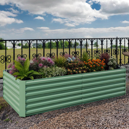 GarveeLife 6x3x2 ft Galvanized Raised Garden Bed, 24" Tall Metal Planter Box for Flowers Vegetables, Rust-Resistant Raised Garden Beds for Gardening, Easy Assembly Outdoor Garden Box & Planters, Green
