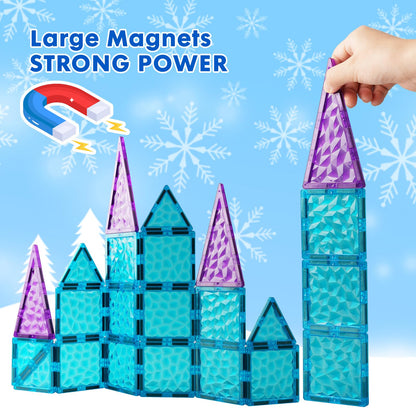 NEOFORMERS Magnetic Tiles 26 pcs Frozen Castle Magnetic Tiles - 3D Diamond Building Blocks, STEM Educational Kids Toys for Pretend Play, Birthday Gifts Montessori Sensory Educational Magnet Toys