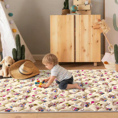 Baby Play Mat - 72" X 48",Premium Thicker Foam One-Piece Machine Washable, Extra Large Anti-Slip Soft Cushioning Foam Playmats for Babies and Toddlers, Foldable Baby Crawling Mat for Playpen