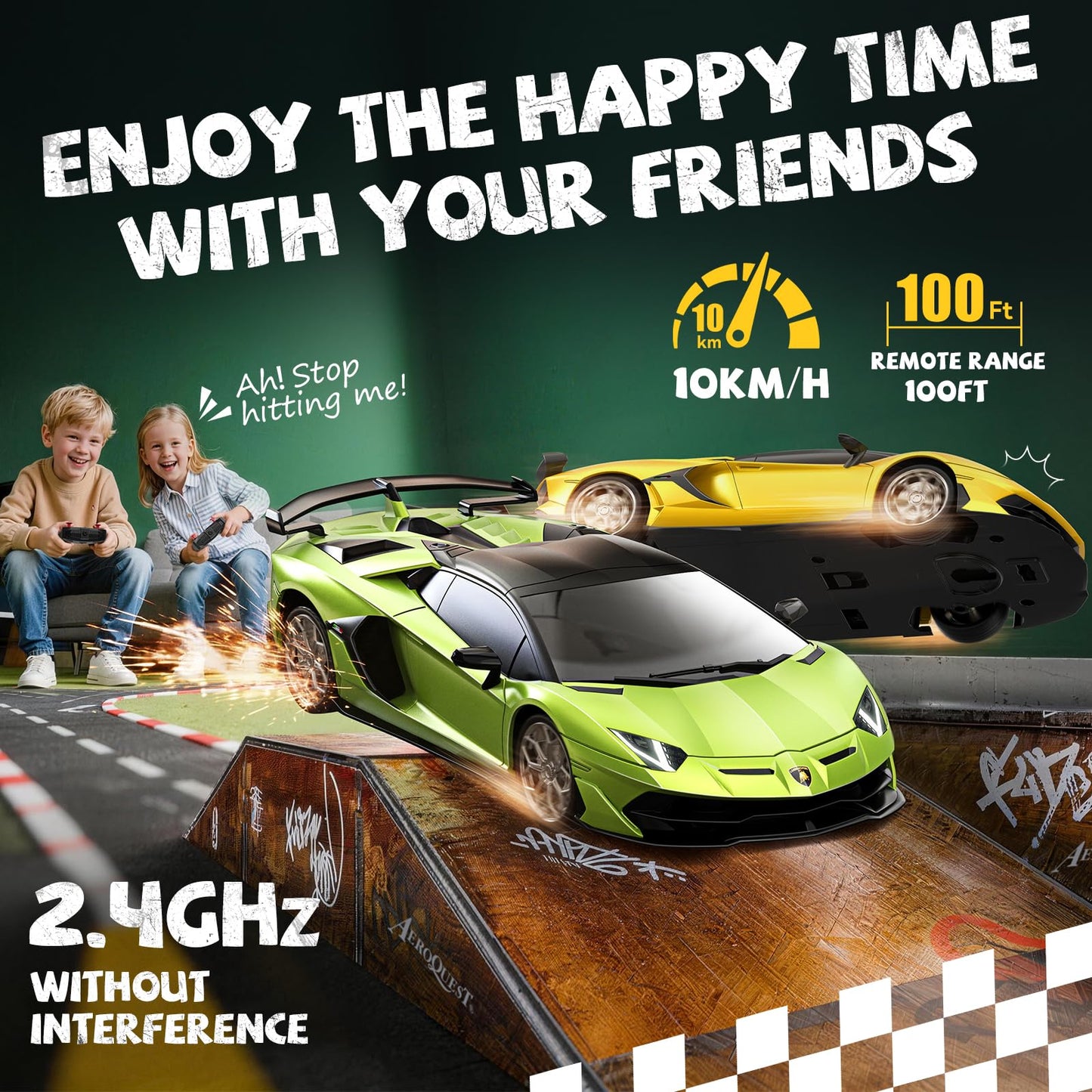 AEROQUEST Lamborghini Remote Control Car, 1:24 Scale Electric Sport Racing Hobby Toy Car Lamborghini Model Vehicle for Boys Girls Birthday Gifts, Green