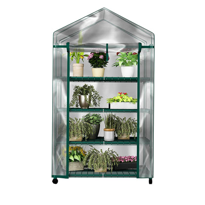 4 Tier Mini Greenhouse - Portable Greenhouse with Locking Wheels and PVC Cover for Indoor or Outdoor Green House by Pure Garden