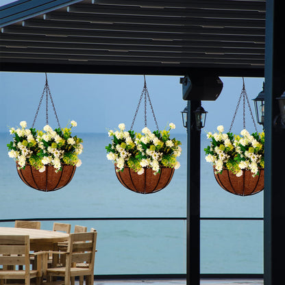 ArtFamy Hanging Planters Basket Outdoor Indoor(14 inch 4 Pack)-Coconut Coir Hanging Baskets for Plants Outdoor,Metal Wire Baskets with Coco Liner Window Box Planters, Hanging Flower Pots for Railings