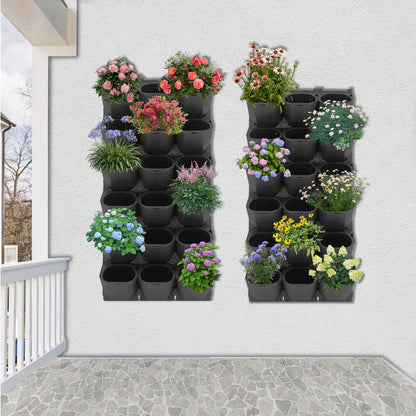 banborba Vertical Garden Planter with 36 Pots, Wall Planters for Indoor Plants, Wall Mounted Plastic Plant Grow Pots for Fruits Vegetables Flowers Herbs - Black