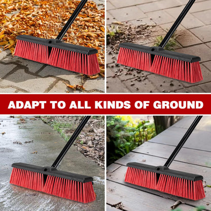18" Push Broom for Outdoor - Heavy Duty Broom 63" Long Handle Outdoor Broom for Deck,Driveway,Garage,Yard,Deck,Patio,Warehouse,Concrete