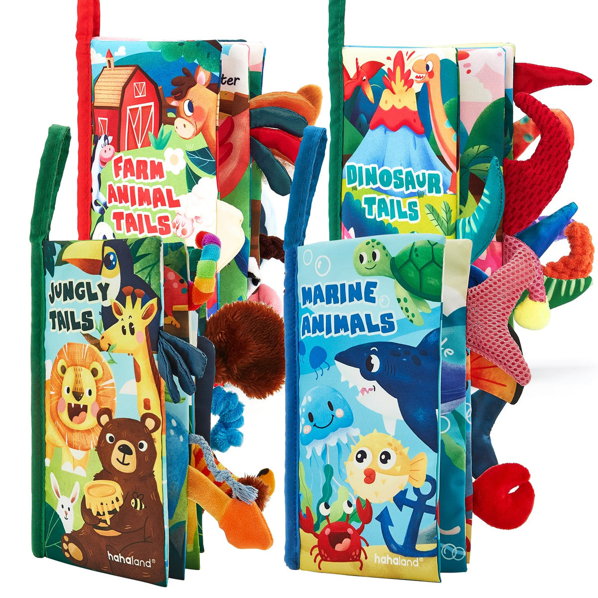 hahaland Baby Books for Baby Shower Gifts - 2PCS - Baby Toys 0-6 Months - Touch & Feel Tummy Time Sensory Soft Books for Babies 0-12 Months, Stroller Travel Toys
