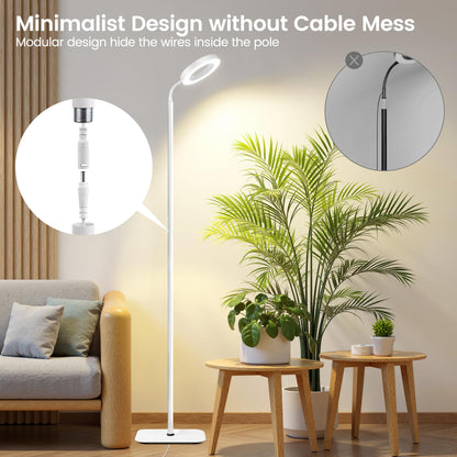 MistyJungle Grow Lights for Indoor Plants,Floor Lamp with 63IN Stand,Full Spectrum,10 Dimming,Halo Ring Warm Light, 3/9/12H Timer,Height Adjustable,Metal Stable Base Growing Light for Tall Small Plant