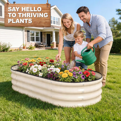 Galvanized Raised Garden Bed- Planter Garden Boxes Outdoor, Raised Beds for Gardening, 4x2x1ft Metal Garden Bed Kit for Vegetables Flower, Planter Raised Bed with Protective Tape & Tools.White-4pack