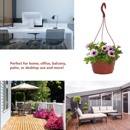 DOITOOL 10 Sets Plastic Hanging Planter Pots Small Hanging Flower Pot, Orchid Pots 6.7 Inch Chain Baskets for Outdoor Indoor Plants and Balcony Decoration (Coffee)
