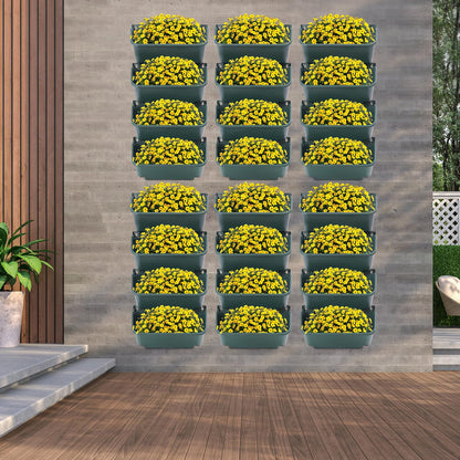 Eapmic Vertical Wall Planter with 24 Pots, Hanging Garden Plant Flowerpot Holder, Stackable Wall-Mounted Planter, Balcony Planters for Flowers Vegetables Fruits (Army Green, 24 Pots)