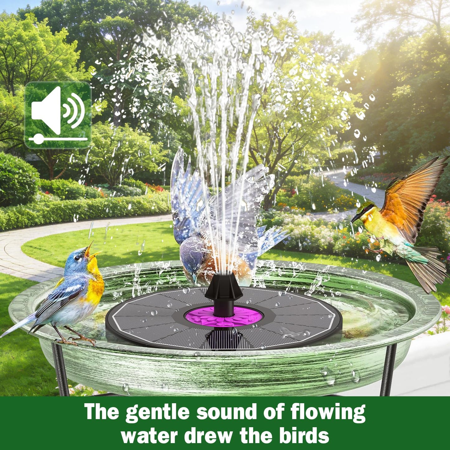 SZMP Powerful 3.5W Anti-Drift Solar Fountain for Bird Bath, Solar Powered Water Pump with 7 Nozzles, Bird Bath Fountain for Garden, Pool, Pond – Attracts Hummingbirds (Black)