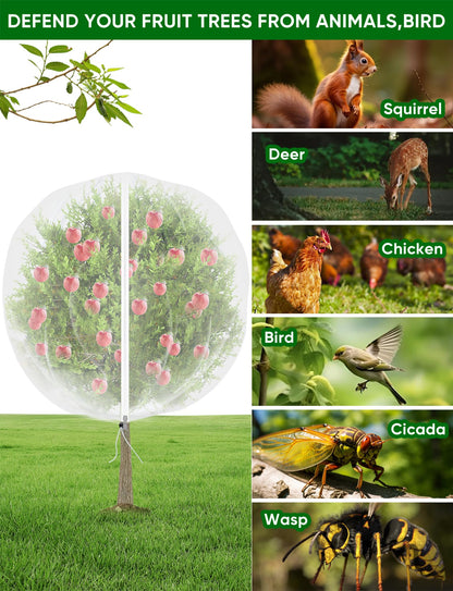 VITI Large Fruit Trees Netting Zipper - 2Pcs 10X10 FT with Drawstring Bird-Proof,Durable Mesh Covers for Blueberry,Apple,Pear,Peach,Orange Trees&Tomato Plants Bug Insect Protection Cover (2,10X10 FT)