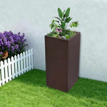 Tapischion Galvanized Steel Planter Box, 16x16x30 Inch Large Modern Rectangular Garden Pot for Outdoor, Rust-Resistant Elevated Flower Box for Patio, Deck, Balcony Decor