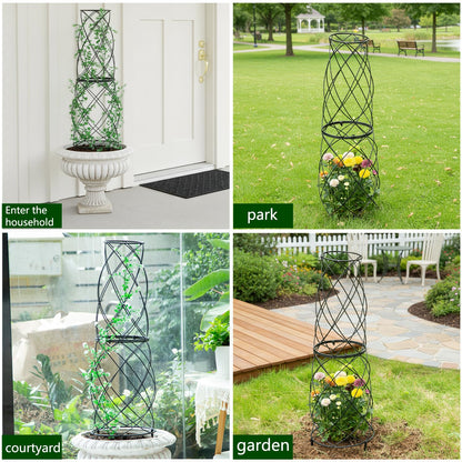 GOOOXIM 35-Inch Metal Garden Obelisk Trellis for Indoor & Outdoor Plants – Durable, Weather-Resistant Support for Climbing Vines, Roses, and Flowering Bushes – Decorative Potted Plant Structure
