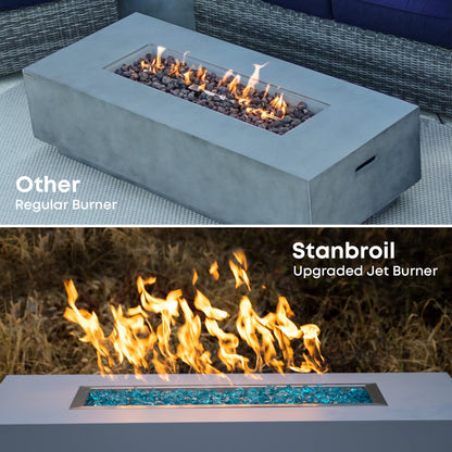 Stanbroil Linear 72" x 6" Drop-in Fire Pit Pan with Jet Burner, Upgrade Natural Gas & Propane Fire Table Insert Kit, High Flame, 175k BTU Max
