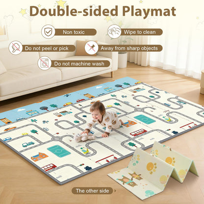 71 x 59 Baby Play Pen with Mat - Indoor & Outdoor Playpen for Babies and Toddlers - Extra Large Play Yards with Soft Foam & Sturdy Bottom Suction Cups - Toddler Baby Play Yard with Gate(Apricot)