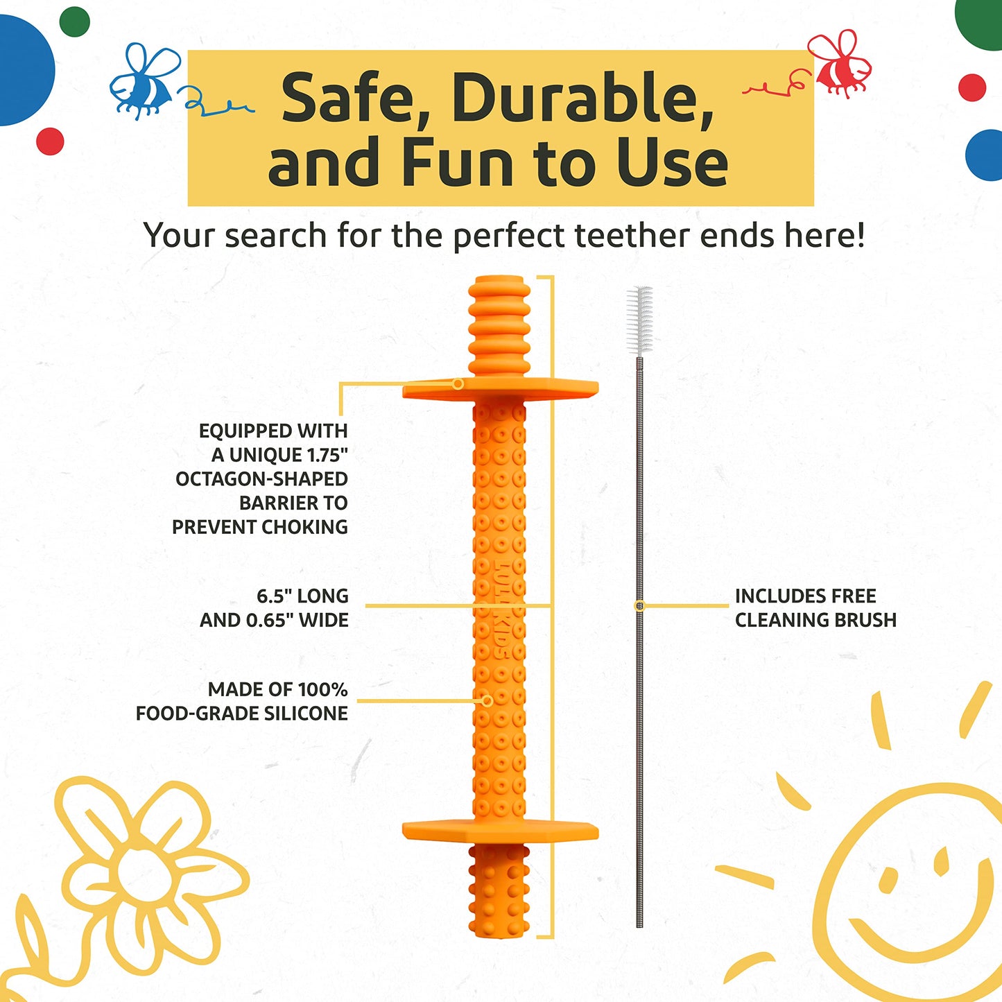 Lull Kids Silicone Baby Teethers 0-6 Months, Textured Baby Teething Toys 3-6 Months, Toddler Molar Teething Relief Sticks, Freezable Chew Straws for Babies 6-12 Month Girl Boy Infant (Winter)