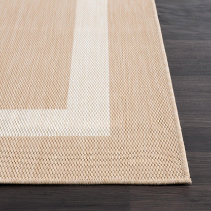 CAMILSON Outdoor Rug 8x10, Modern Outside Rugs for Patios Porches Waterproof Durable Washable Non-Shedding, Easy-to-Clean Indoor Outdoor Area Carpet (8 x 10, Bordered - Beige/White)