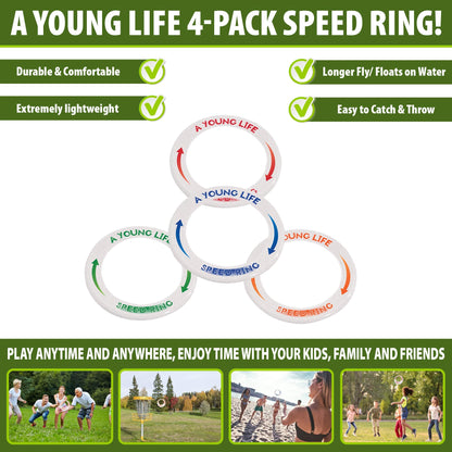 [4 Pack] Kid's Flying Rings Flying Disc - Glow in The Dark - Fly Straight - Weight 1.15 OZ Only - Floats On The Water - Best Healthy Activities for Your Family - Party Outside and Play!