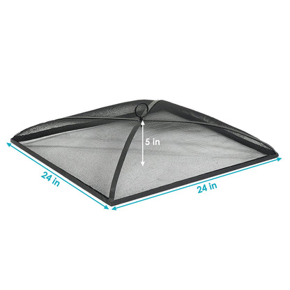 Sunnydaze Heavy-Duty Steel Mesh Fire Pit Spark Screen Cover - Outdoor Fire Pit Screen Cover - Square - Black - 24-Inch
