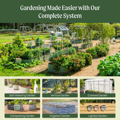 Vego garden Raised Garden Bed Kits, 17" Tall 9 in 1 8ft X 2ft Metal Raised Planter Bed for Vegetables Flowers Ground Planter Box-Olive Green