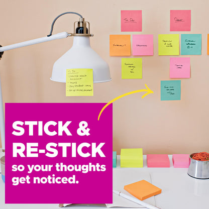Post-it Super Sticky Dispenser Pop-up Notes, 6 Sticky Note Pads, 3 x 3 in., 2X the Sticking Power, School Supplies and Oﬃce Products, Use with Post-it Note Dispensers, Playful Primaries Collection