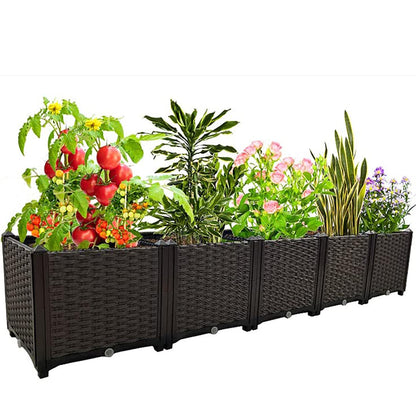 Souwuokoo Large Planters for Outdoor Plants Raised Garden Bed Kit Rectangular Elevated Plastic Garden Boxes for Gardening Vegetables Flowers in Backyard Patio Balcony