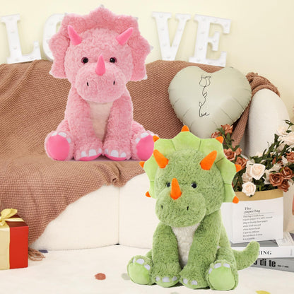 Tezituor Large Pink Dinosaur Stuffed Animals, 24inch Large Stuffed Dinosaur Plush Toys for Boys Girls, Hugging Soft Dino Triceratops Plush Pillow Praty Valentine's Day Gift for Girlfriend