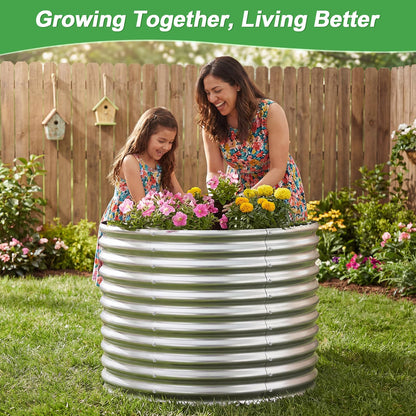 AHEONLAR 2 Pack 3x3x3ft Round Galvanized Raised Garden Bed Outdoor Metal Planter Bed Box for Vegetables Gardening