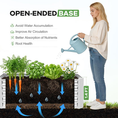 HEALSTOK Galvanized Raised Garden Bed Kits, 2 Pack Metal Planter Box Outdoor, 4x2x1.4ft Rectangular Steel Planter Bed for Vegetables, Fruits, Flowers, Herbs(Silver)