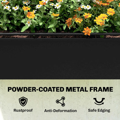 Outsunny Raised Garden Bed with Flip-Up Greenhouse Cover, Metal Elevated Garden Bed with Legs and Drainage Hole, Outdoor Raised Planter Box for Vegetables Herbs Flowers, 39.4" x 18.9" x 52.8", Black
