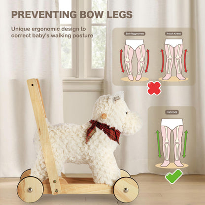 Rock My Baby Wooden Baby Walker, Baby Push Walker with Wheels for 12M+, Toddler Learning to Walk Toy with Sweet Music ＆ Animal Seat 2 in 1 Sit-to-Stand Walker Toy Gift for Boy Girl (Scottie Dog)