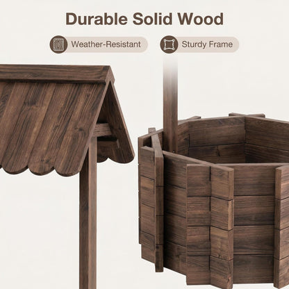 ZSYWODFO Wishing Wells for Outside,Wooden Wishing Well Planter,Rustic Flower Planter for Garden Patio Lawn Backyard Home Decor-21.7X21.7X47.25IN
