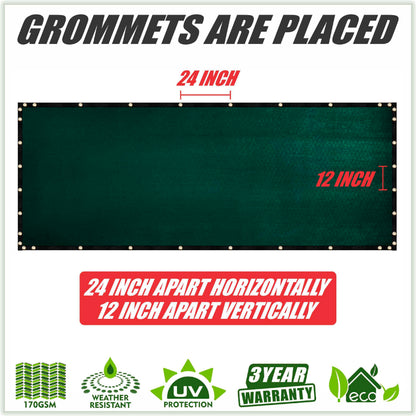 ColourTree 4' x 50' Green Fence Privacy Screen Windscreen Cover Fabric Shade Tarp Netting Mesh Cloth - Commercial Grade 170 GSM - Cable Zip Ties Included - We Make Custom Size