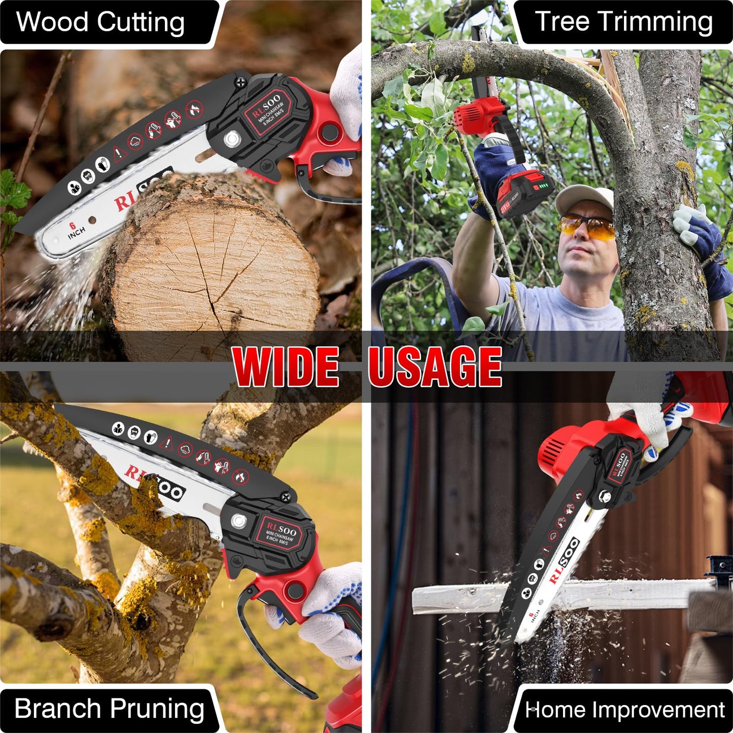 Mini Chainsaw Cordless, Upgraded 6 Inch Electric Handheld Battery Chain Saw with 2 Batteries and 3 Chains, Portable Small Tree Trimmer for Pruning Wood Cutting, Gift for Woman Seniors Dad Husband