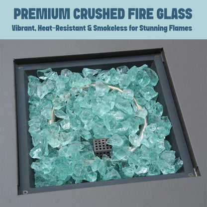 Mr. Fireglass Crushed Fire Glass for Natural or Propane Fire Pit Fireplace & Landscaping,10 lb High Luster Light Sea Blue