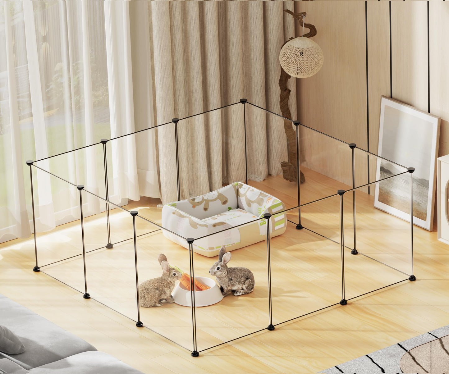 Pet Playpen,Puppy Playpen Transparent Small Animals Playpen, Pet Fence Yard Fence for Puppy,Bunny,Guinea Pigs,Ferrets,Mice,Hamsters,Hedgehogs,Turtles