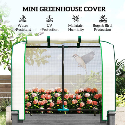 Outsunny Raised Garden Bed with PE Greenhouse Cover Outdoor Elevated Wood Planter Box for Herbs and Vegetables, Use for Patio, Backyard, Balcony, 35 x 22 x 47 inch, Dark Gray
