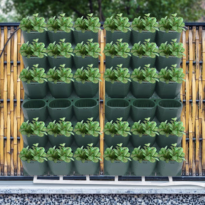WANLECY Self-Watering Wall-Mounted Planter with Drip System and Timer Indoor/Outdoor Decor, Vertical Wall Planter with 36 Pots for Herbs Vegetables Fruits (Dark Green)