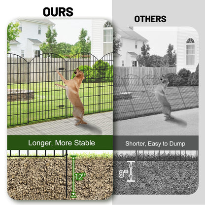 FOREHOGAR Metal Garden Fence with Gate 48in (H) x 20.3ft (L), 1 Gate+ 7 Panels Dog Fences Border Fence Animal Barrier, No Dig Garden Fencing for Yard Flower Bed Lawn Patio Outdoor, ECG4808G, Black