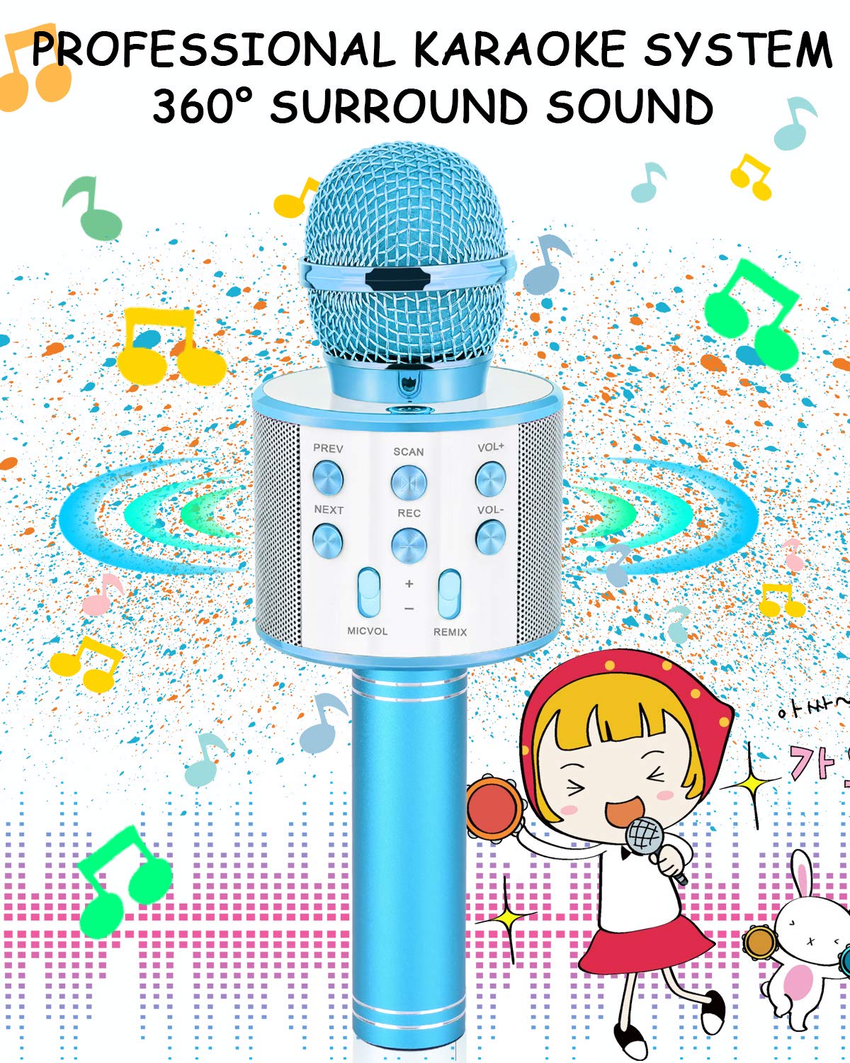 Dodosky Kids Toys Age 5 6 7 8 9 10, Karaoke Microphone for Kids Popular Toys for Girl Boy Age 5-12 Birthday Gifts for Teen Girls Boys Age 5-12 Party Gift for Girl Boy Age 4-12 - Blue